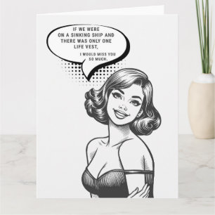 One Life Vest Funny Retro Gruß Karte