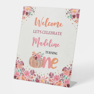 One Lil Pumpkin Boho Floral Pedestal Begrüßungszei Sockelschild