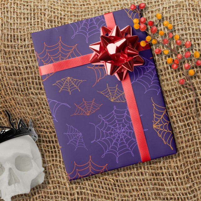 One Line Art Spiderwebs Muster Halloween Geschenkpapier (Von Creator hochgeladen)
