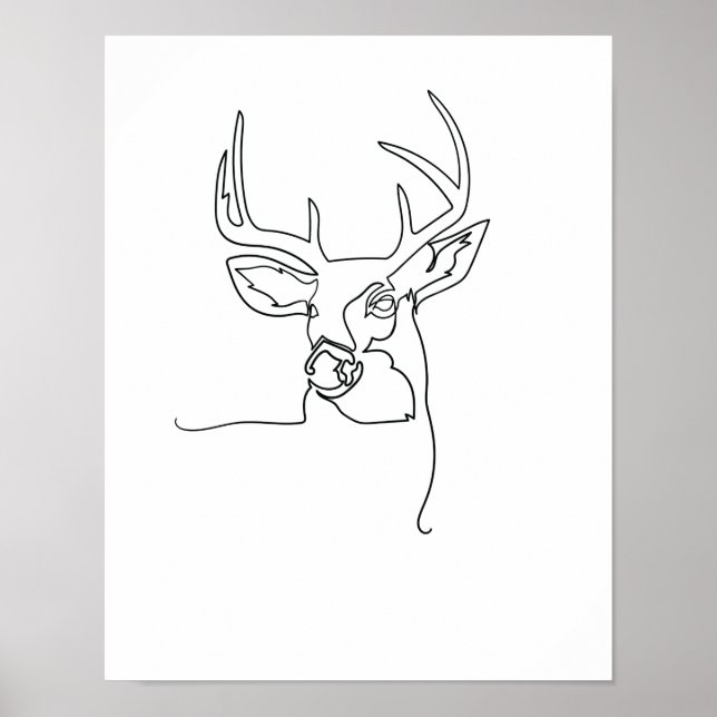 One Line Drawing Hirsch Single Art Poster (Vorne)