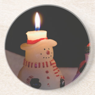One Lit Snowman Sandstein Untersetzer