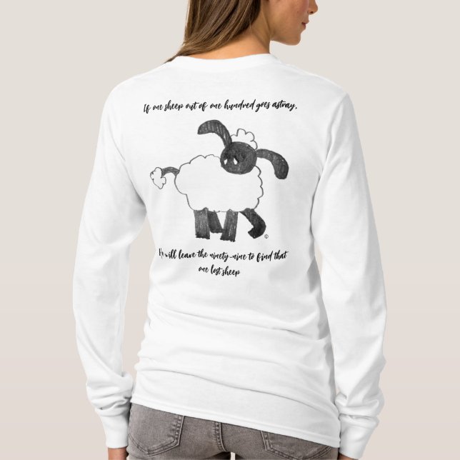 "One Lost Sheep" Hensly Long-Sleeve T-Shirt-Shirt T-Shirt (Rückseite)