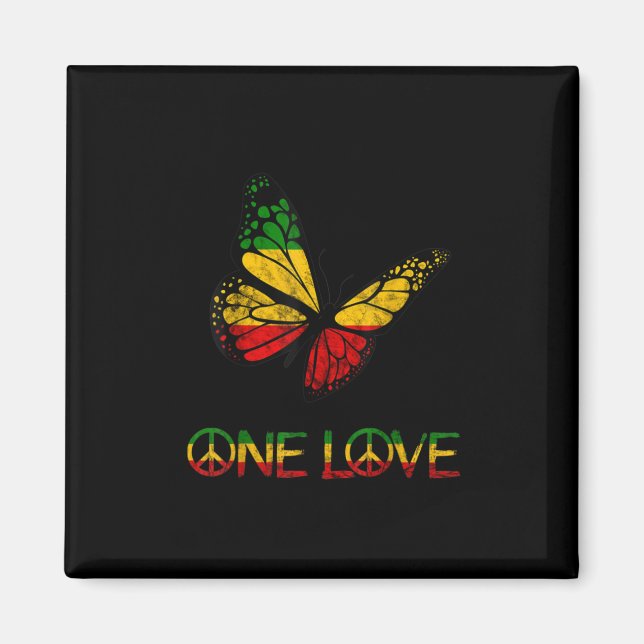 One Love Butterfly Rasta Reggae Peace Magnet (Vorne)