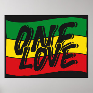 One Love Drapeau Reggae Rasta Poster