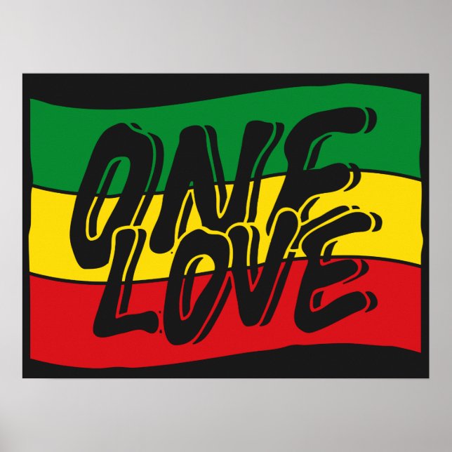 One Love Drapeau Reggae Rasta Poster (Vorne)