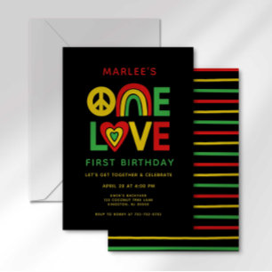 One Love Erste Reggae-Geburtstagseinladung Einladung