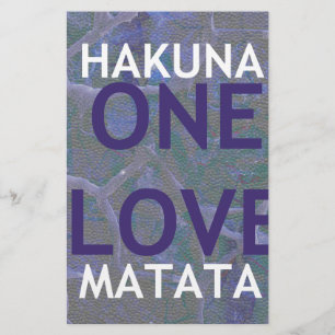 One Love Hakuna Matata Swahili Blau Grau Abstrakt Briefpapier