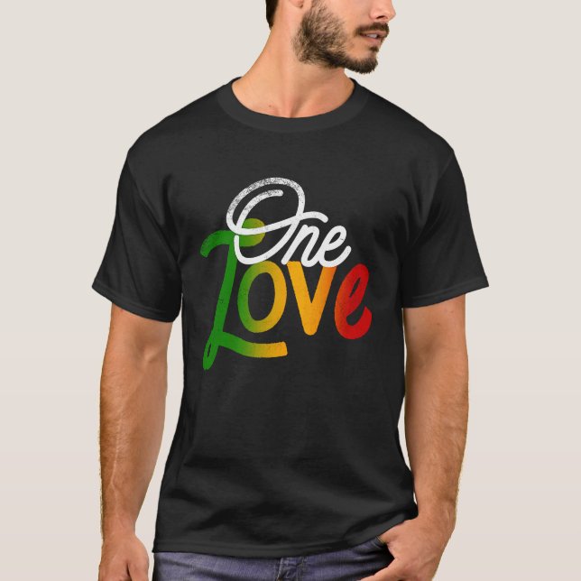 One Love Heart Rasta Reggae Roots Clothing T  Peac T-Shirt (Vorderseite)