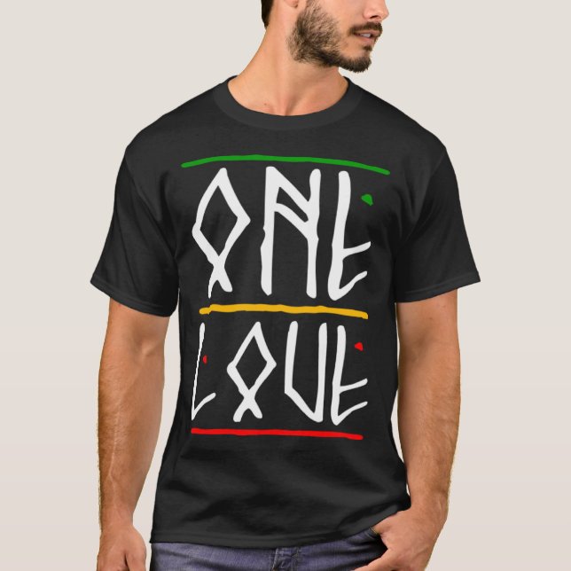 One Love Rasta Colors Reggae T-Shirt (Vorderseite)