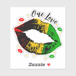 One Love Rasta Lipstick Kiss Aufkleber