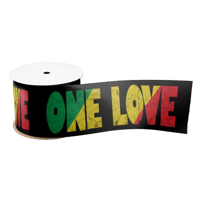 One Love Rasta Reggae Hochzeitstorte Satinband (Spule)