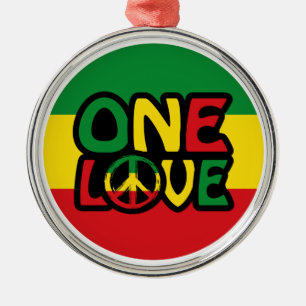 One Love, Reggae-Design mit Reggae-Farben Ornament Aus Metall