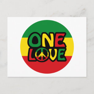 One Love, Reggae-Design mit Reggae-Farben Postkarte