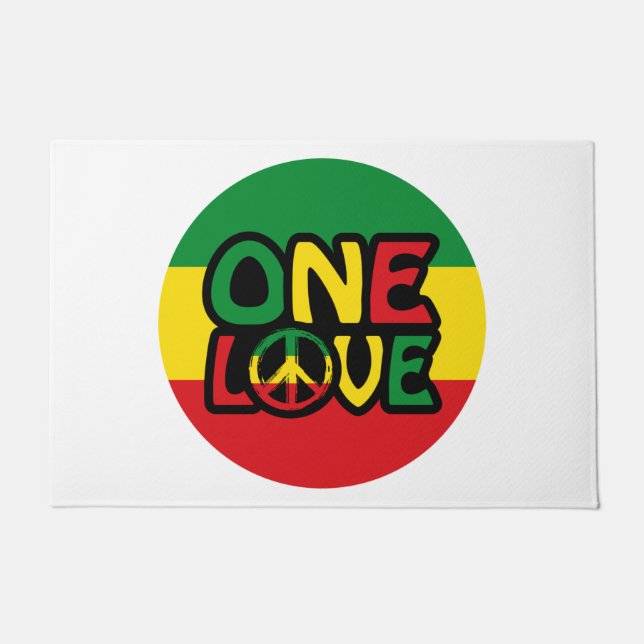 One Love, Reggae design with reggae colors Fußmatte (Vorderseite)