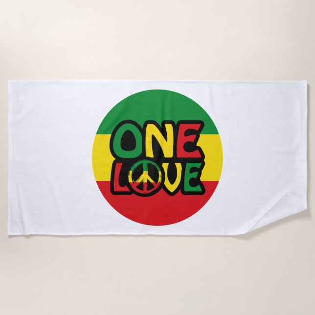 One Love, Reggae design with reggae colors Strandtuch (Vorderseite)