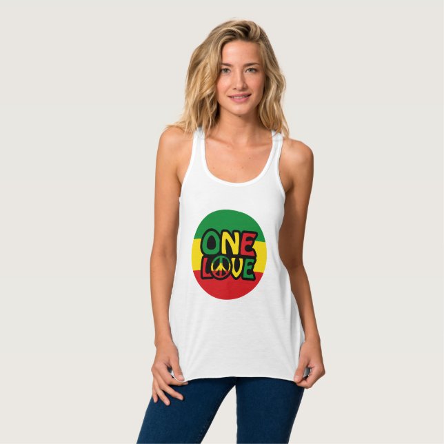 One Love, Reggae design with reggae colors Tank Top (Vorderseite Vollansicht)