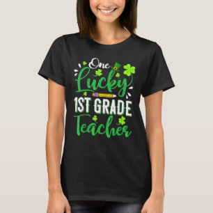 One Lucky 1st Grade Teacher Pencil Kleeblatt St Pa T-Shirt