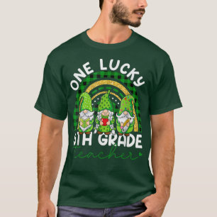 One Lucky 6th Grade Teacher Gnomes St Patricks Rai T-Shirt