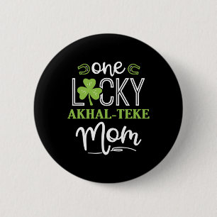 One Lucky Akhal-teke Horse Mama Irish Horseback Ri Button