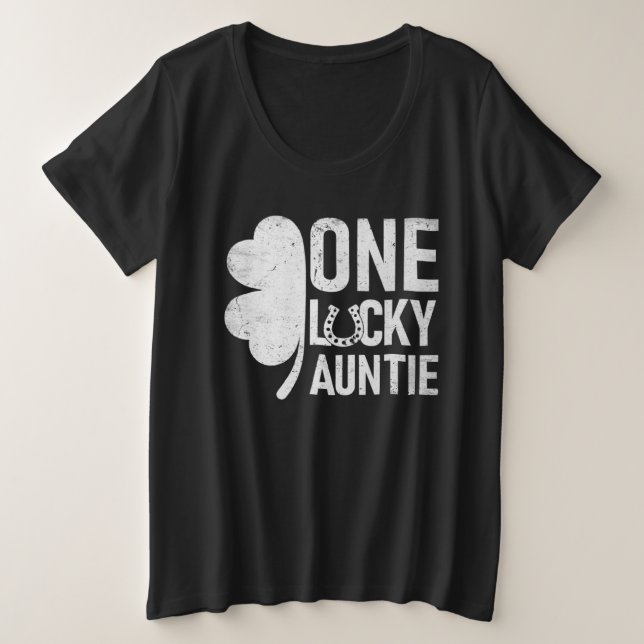 One Lucky Auntie  Matching St Patricks Day Große Größe T-Shirt (Design vorne)