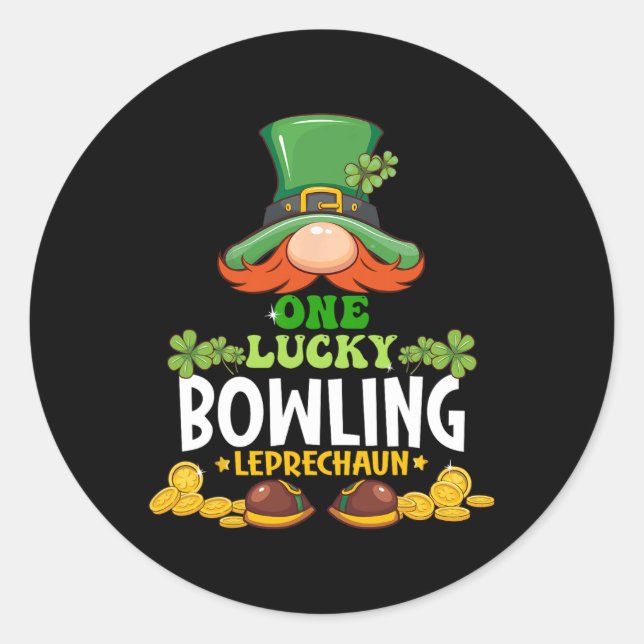 One Lucky Bowling Leprechaun St Patricks Day Runder Aufkleber (Vorderseite)