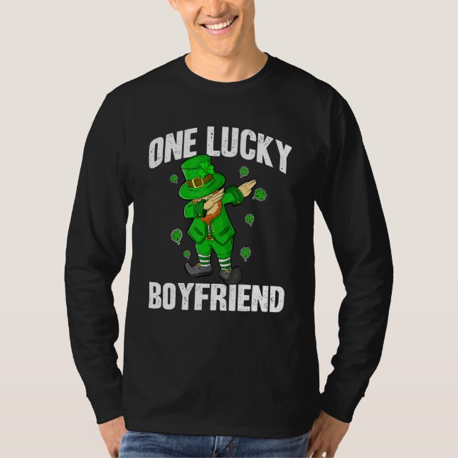 One Lucky Boyfriend St Patricks Day Dabbing Leprec T-Shirt (Vorderseite)