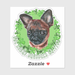 One Lucky Brussels Griffon Funny St Patrick Dog Aufkleber