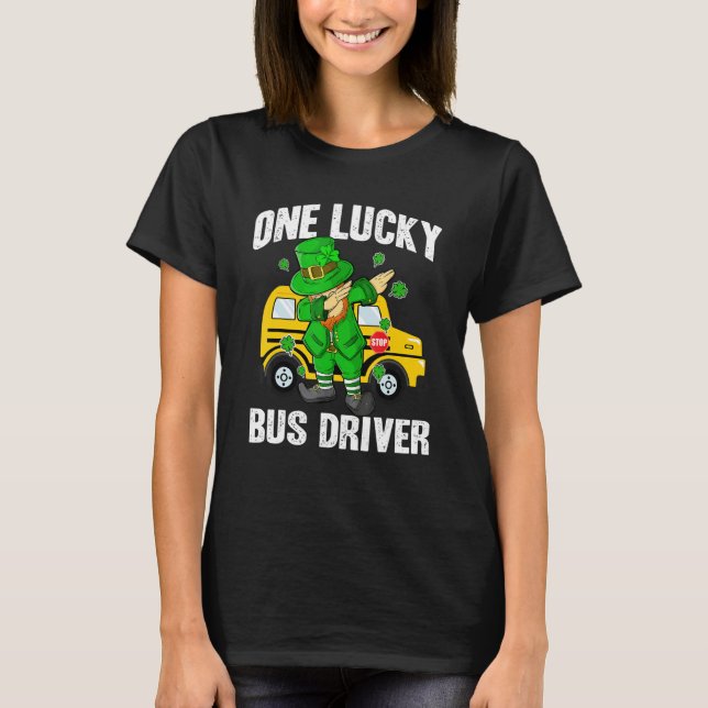 One Lucky Bus Driver St Patricks Day Dabbing Lepre T-Shirt (Vorderseite)