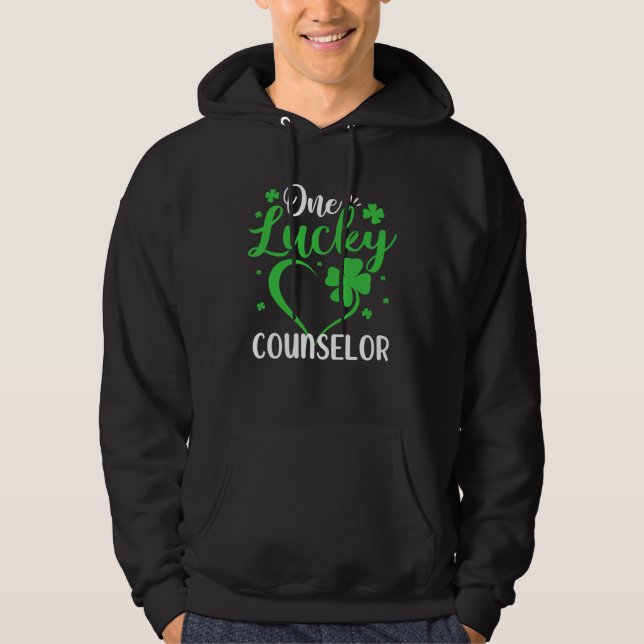 One Lucky Counselor Heart Shamrock St Patricks Day Hoodie (Vorderseite)