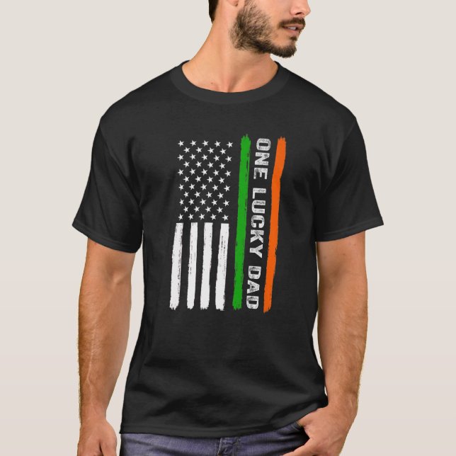 One Lucky Dad Irish American Flag Ireland St Patri T-Shirt (Vorderseite)