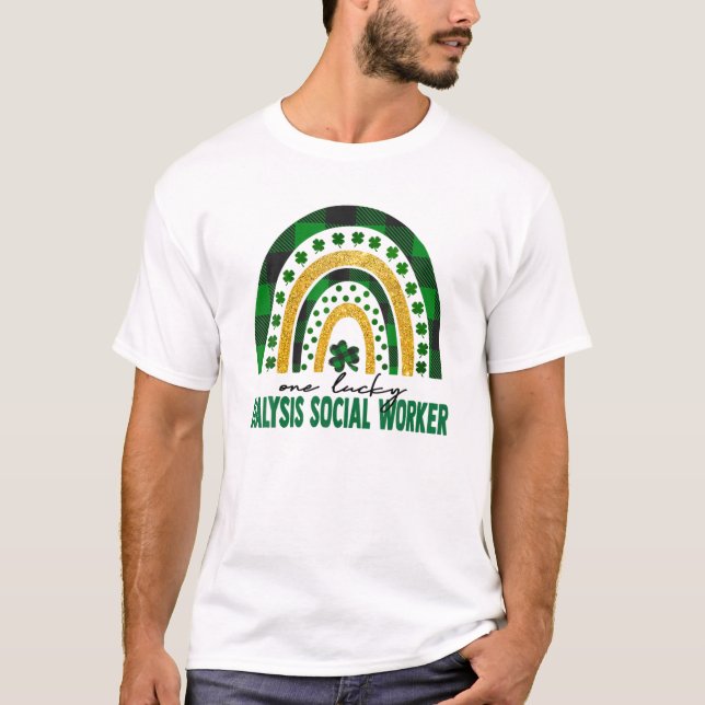 One Lucky Dialyse Social Worker Rainbow St Patric T-Shirt (Vorderseite)
