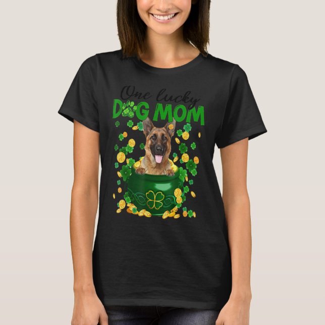 One Lucky Dog Mama Funny German Shepherd Mama St P T-Shirt (Vorderseite)