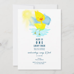ONE Lucky Duck 1. Geburtstag Party Niedlich Wasser Einladung