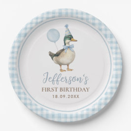One Lucky Duck Baby Blue Balloon 1. Geburtstag Pappteller