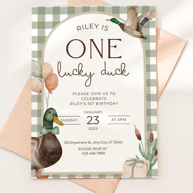 One Lucky Duck Birthday Invitation Boys First Birt Einladung (Von Creator hochgeladen)
