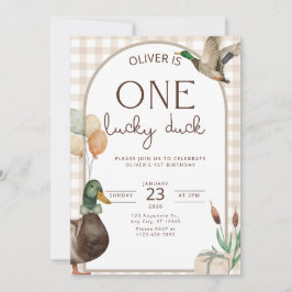 One Lucky Duck Birthday Invitation Boys First Einladung