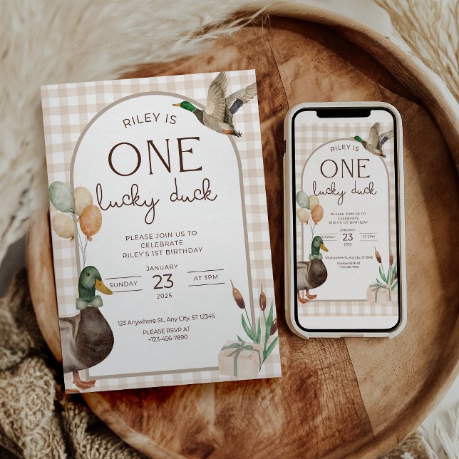 One Lucky Duck Birthday Invitation Boys First Einladung (Von Creator hochgeladen)