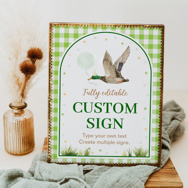 One Lucky Duck Birthday Party Table Sign Poster (Von Creator hochgeladen)