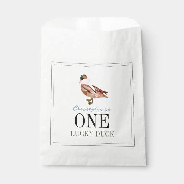 One Lucky Duck Boy 1. Geburtstag Geschenktütchen (Vorderseite)