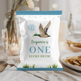 One Lucky Duck Boy Birthday Chip Bag Wrapper Flyer