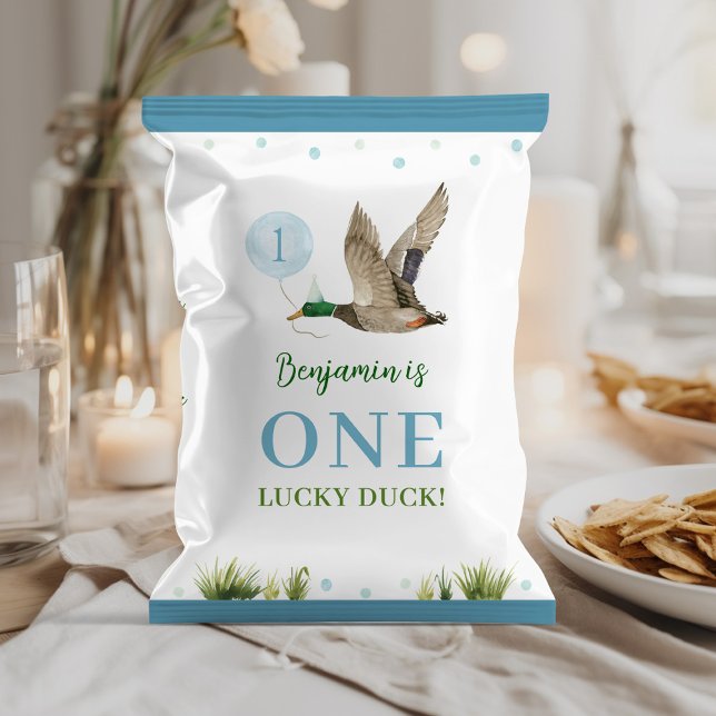 One Lucky Duck Boy Birthday Chip Bag Wrapper Flyer (Von Creator hochgeladen)