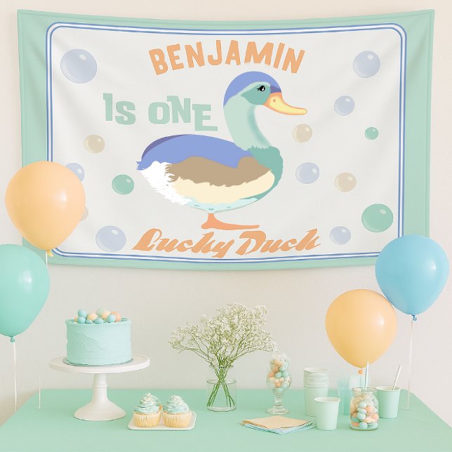 One Lucky Duck & Bubbles Erster Geburtstag Pastete Banner (Von Creator hochgeladen)