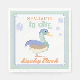 One Lucky Duck & Bubbles Erster Geburtstag Pastete Serviette