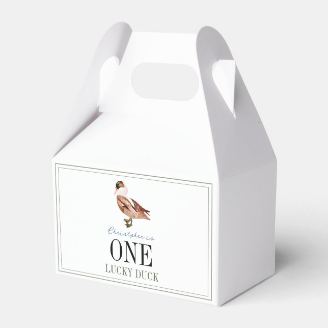 One Lucky Duck Classic Boy 1. Geburtstag Geschenkschachtel (Vorderseite)