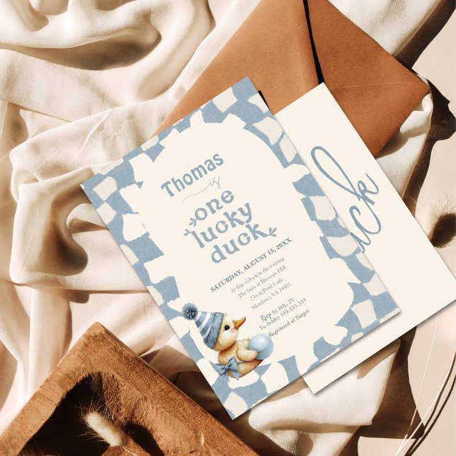 "One Lucky Duck" Erster Geburtstag Einladung (Von Creator hochgeladen)