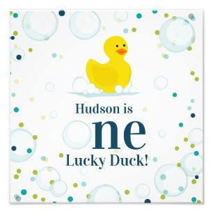 One Lucky Duck First Birthday Blue Fotodruck