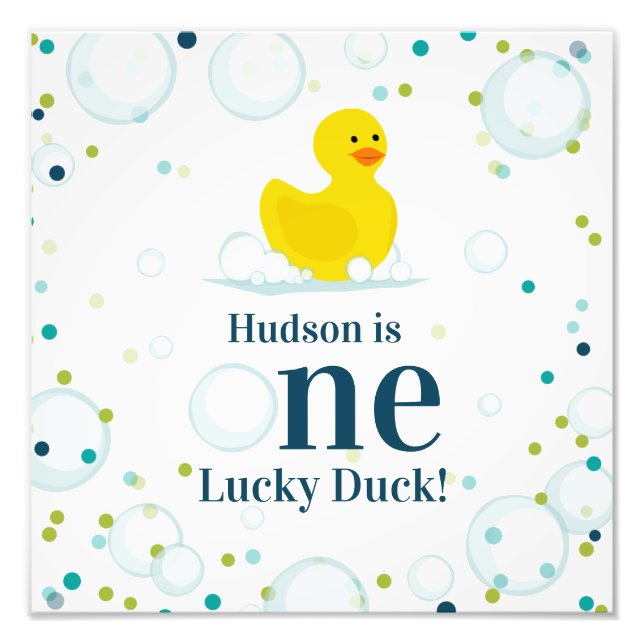 One Lucky Duck First Birthday Blue Fotodruck (Vorne)
