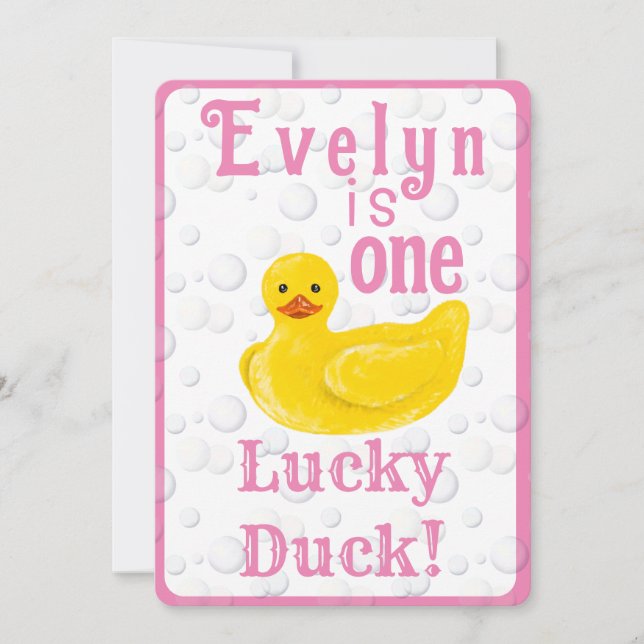 One Lucky Duck First Birthday Invitation Einladung (Vorderseite)