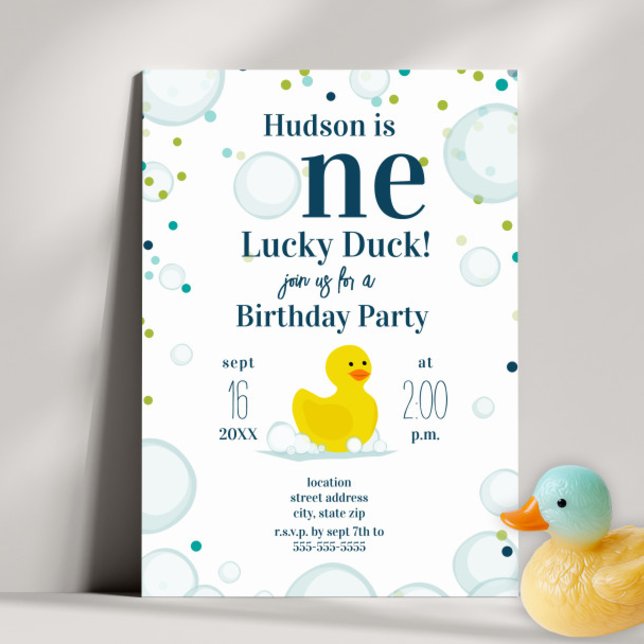 One Lucky Duck First Birthday Party Einladung (Von Creator hochgeladen)