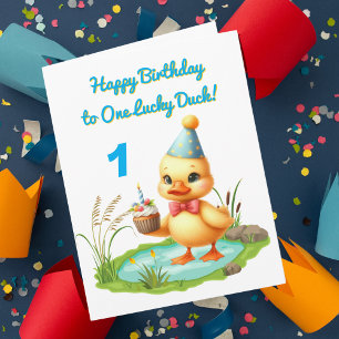 One Lucky Duck Foto Girly Kindergeburtstag Gruß Karte